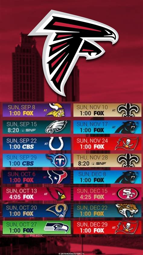 Falcons Schedule 2019 Printable